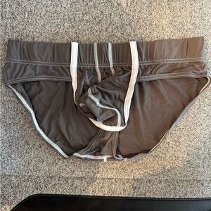 Real Men Apparel Gray Briefs with White Trim Medium